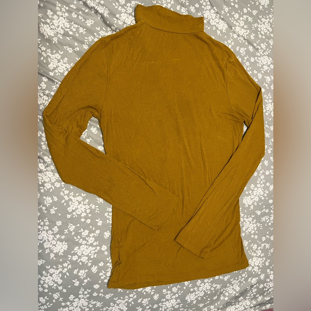 Mustard Long Sleeve Ribbed Top